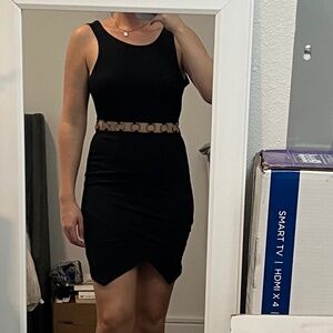 M Aqua Black Dress With Cut Out in Middle